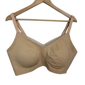 HoneyLove Crossover V-Neck Wireless Bra 2X Tan Beige Adjustable